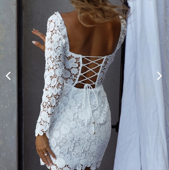 SELFIE LESLIE FIRST DANCE LACE MINI DRESS WHITE - Picture 6 of 16